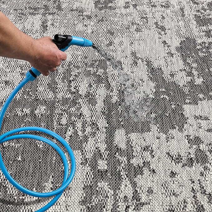 Keen Home Design Terrace Outdoor Round Rug - 8ft Round Washable Indoor/Outdoor Rug for Patio, Kitchen, Balcony, Beach, Garden, Deck and Porch, Size: 7'7" Round