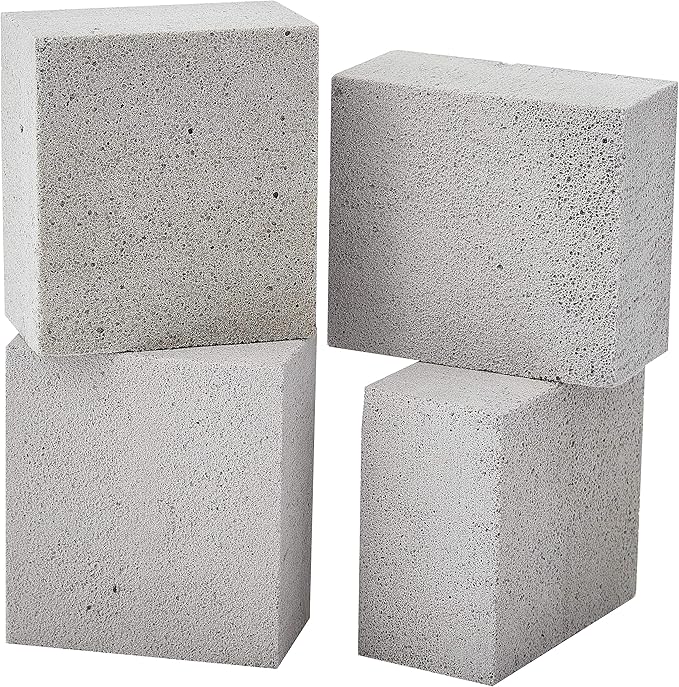 Heavy Duty, Non-Toxic Grey Grill Brick Cleaner 4 Pack. Reusable Chemical Free BBQ Pumice Cleaning Block for Flattops, Grills and Griddles. Non Scratch Grillstone is The Perfect Barbecue Scouring Tool