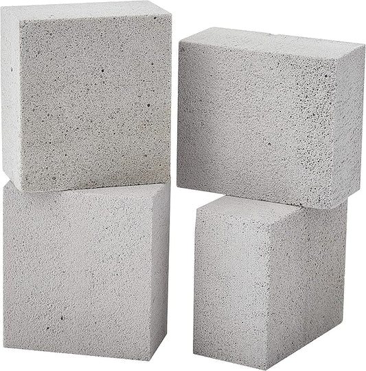 Heavy Duty, Non-Toxic Grey Grill Brick Cleaner 4 Pack. Reusable Chemical Free BBQ Pumice Cleaning Block for Flattops, Grills and Griddles. Non Scratch Grillstone is The Perfect Barbecue Scouring Tool