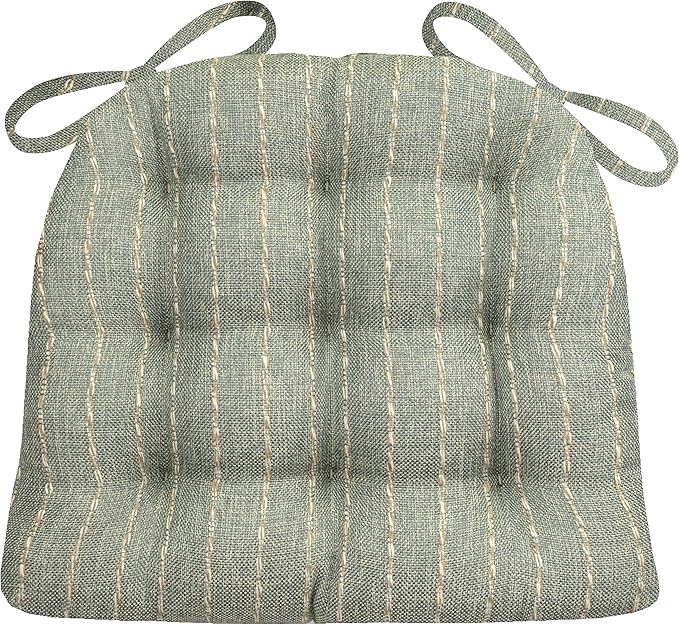 Barnett Home Decor Avante Spa Dining Chair Cushions - 16.5 x 18 Size Medium Chair Pad - Latex Foam Fill - Reversible - Made in USA (Aqua Stripe)