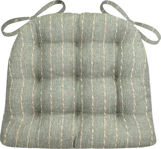 Barnett Home Decor Avante Spa Dining Chair Cushions - 16.5 x 18 Size Medium Chair Pad - Latex Foam Fill - Reversible - Made in USA (Aqua Stripe)