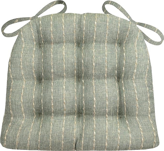 Barnett Home Decor Avante Spa Dining Chair Cushions - 15 x 17 Size Small Chair Pad - Latex Foam Fill - Reversible - Made in USA (Aqua Stripe/Small)