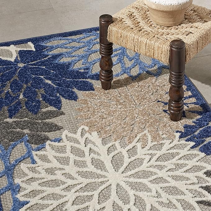 Nourison Aloha 2'8" x 4' Blue/Multicolor Outdoor Indoor/Outdoor Rug