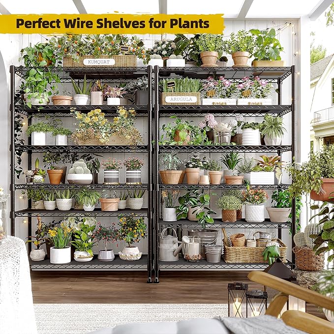 REIBII 71" H Storage Shelves 6 Tier Wire Shelving Unit 1200LBS Metal Shelves Adjustable Shelving Units and Wire Shelf Storage Rack Shelf Metal Shelving, Dorm Storage Shelves, 71" H x 29" W x 14" D