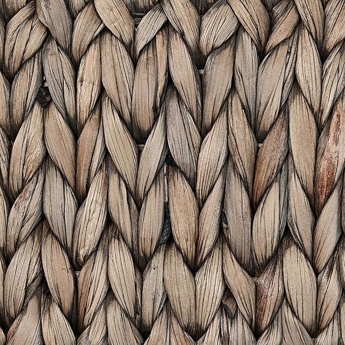 happimess BSK1007C-2SET Havanah Southwestern Handwoven Hyacinth Slanted Pantry Wicker Storage Baskets with Handles, Gray Brown (Set of 2), Seagrass Containers for Decoration in Living Room, Bedroom