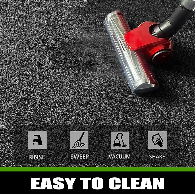 Commercial Grade Entrance Mat 3x5Ft Brush Step Entrance Rug with Striped Pattern&Rubber Border Indoor Outdoor Low Profile Rubber Entry Carpet Mat for Hallway,Home,High Traffic Area,Black