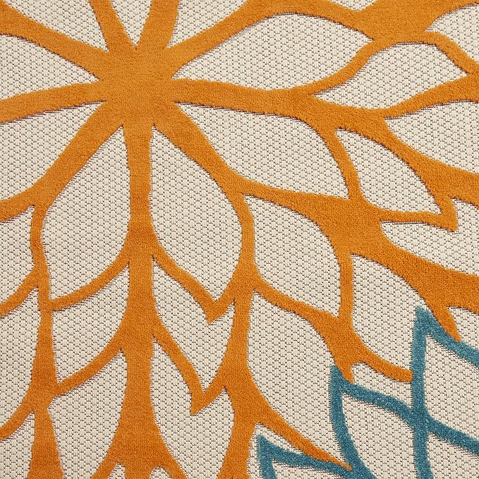 Nourison Aloha Indoor/Outdoor Green 2'8" x 4' Area Rug, Tropical, Botanical, Easy Clean, Non Shedding, Bed Room, Living Room, Dining Room, Deck, Backyard, Patio (3x4)