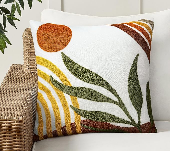 Merrycolor Boho Abstract Pillow Covers 18x18 Tufted Mid Century Modern Throw Pillows Textured Aesthetic Pillow Cases Bohemian Boho Pillows Decorative Throw Pillows Cover for Bed Couch Sofa