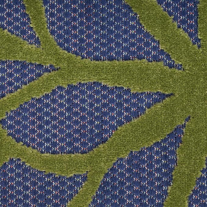 Nourison Home Aloha Indoor-Outdoor Navy Multicolor 5'3" x 7'5" Area Rug, Easy Cleaning, Non Shedding, Bed Room, Living Room, Dining Room, Backyard, Deck, Patio (5x7)