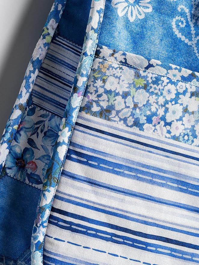 Maison d Hermine Summer Blue 100% Cotton Easter Double Oven Glove with Loop Heat Resistant for BBQ | Cooking | Baking | Grilling | Microwave | Barbecue | Spring/Summer (7.5 Inch by 35 Inch)