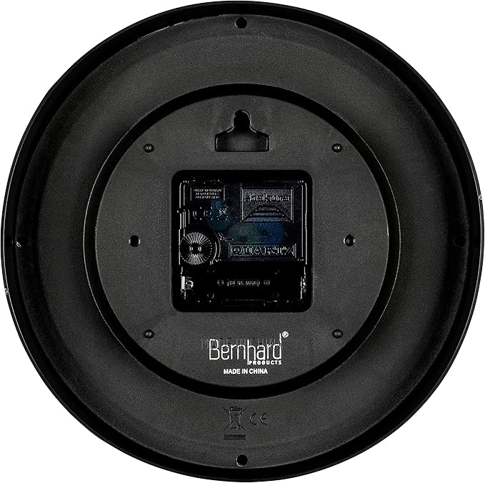 Bernhard Products Navy Blue Wall Clock 8" Silent Non-Ticking Quality Quartz Battery Operated Small Clock for Boys/Kitchen/Classroom/Office/Nursery Room Easy to Read