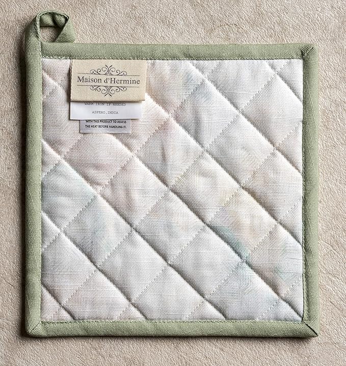 Maison d' Hermine Pot Holders 100% Cotton Heat Resistant Potholders 8" x 8" Hot Pads with Loop BBQ, Cooking, Baking, Grilling, Kitchen, Handling Hot Pans Spring/Summer (Pack of 1, Flying Birds)