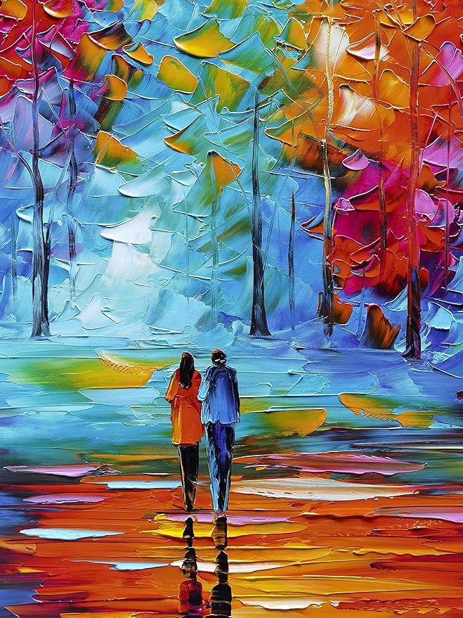 Tyed Art- Contemporary Art Oil Painting On Canvas Textured Tree Painting Palette Knife Abstract Landscape Wall Paintings Home Office Decorations Canvas Wall Art Painting 24x48inch