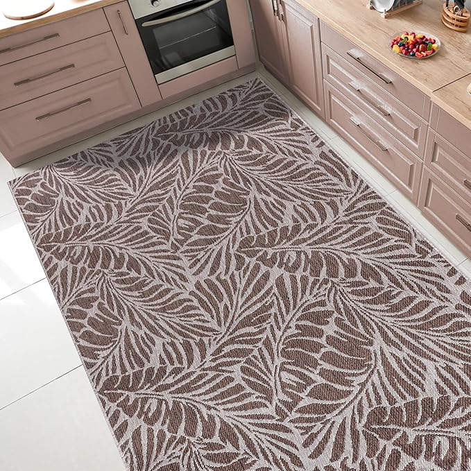 Keen Home Design Terrace Outdoor Area Rug - 4x6 Washable Indoor/Outdoor Rug for Patio, Kitchen, Balcony, Beach, Garden, Deck and Porch, Size: 3'10"x5'7"