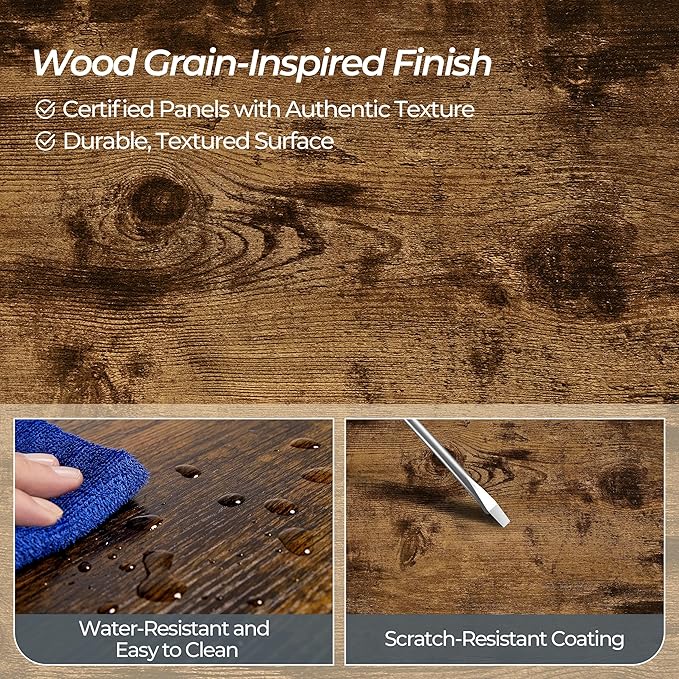 Yaheetech 7-Tier Open Bookcase and Bookshelf, Modern Simple Floor Standing Display Storage Shelves with Top Open Compartment for Home Office, Living Room, Bed Room - Rustic Brown