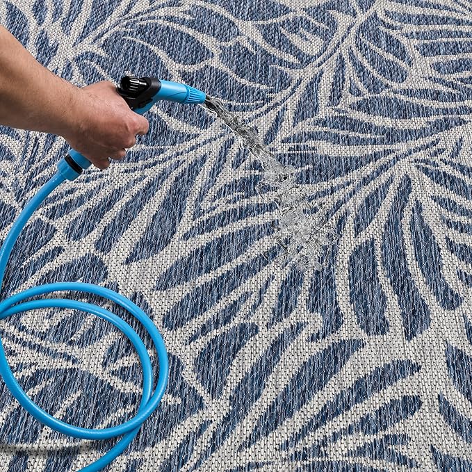 Keen Home Design Terrace Outdoor Round Rug - 5ft Round Washable Indoor/Outdoor Rug for Patio, Kitchen, Balcony, Beach, Garden, Deck and Porch, Size: 5'3" Round