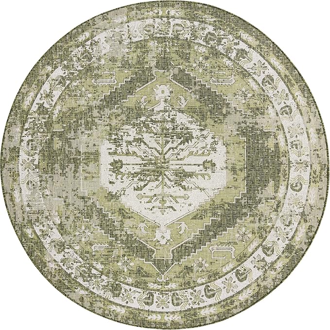 Unique Loom Outdoor Traditional Collection Area Rug - Valeria (13' Round Green/Light Green)