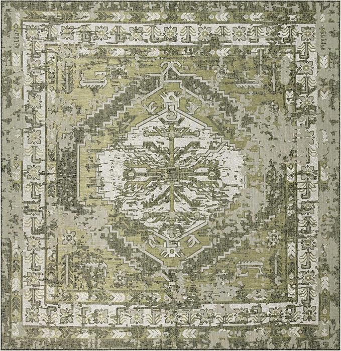 Unique Loom Outdoor Traditional Collection Area Rug - Valeria (13' Square Green/Light Green)