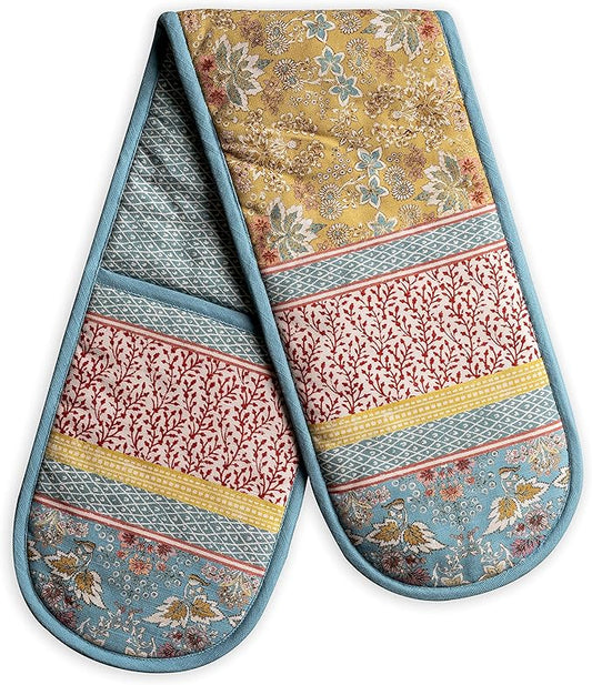 Maison d' Hermine Double Oven Mitts 100% Cotton 7"x35" Double Oven Mitt Heat Resistant BBQ Cooking Gloves with Loop, Baking, Grilling, Home, Kitchen, Handling Hot Pans Spring Summer (Marquise)