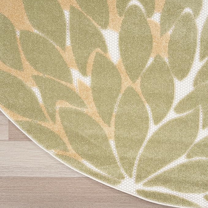 Nourison Home Aloha 63x63 Outdoor Polypropylene Fabric Rug in Ivory/Multi-Color