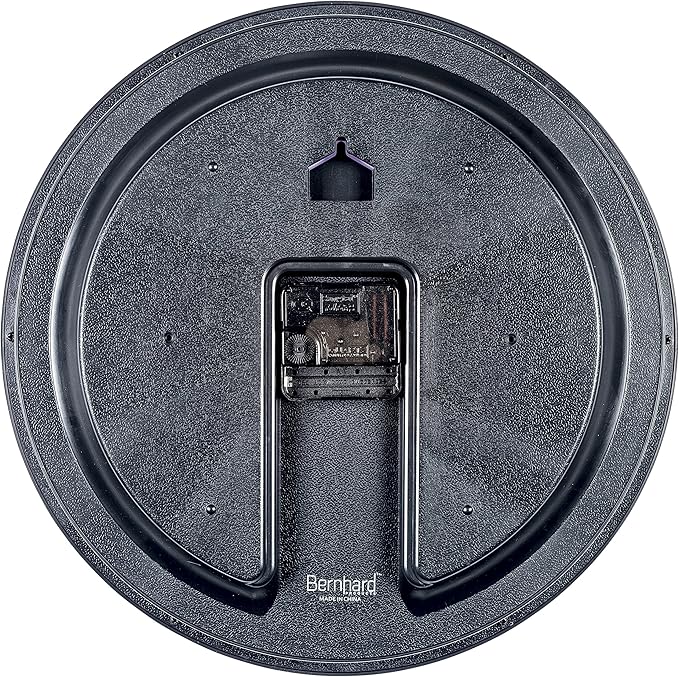 Bernhard Products Black Wall Clock, Large 13-Inch Silent Non Ticking Quartz Battery Operated Round Easy to Read Classroom/Home/School/Office Clock