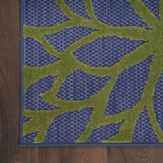 Nourison Home Aloha Indoor-Outdoor Navy Multicolor 2'8" x 4' Area Rug, Easy Cleaning, Non Shedding, Bed Room, Living Room, Dining Room, Backyard, Deck, Patio (3x4)